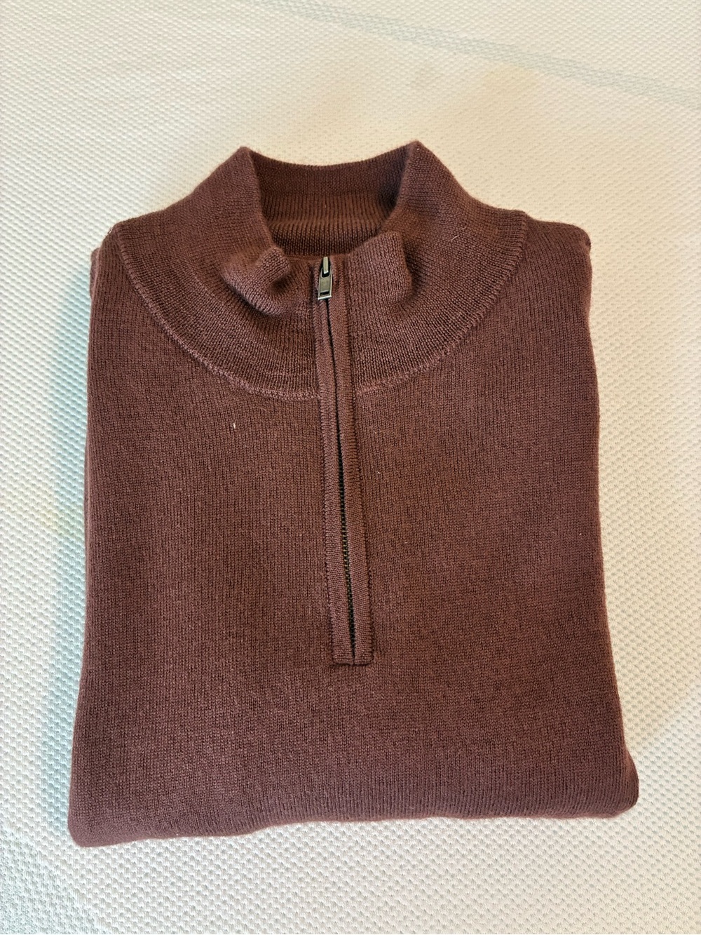 Christian Lacroix Men's Zip-Up Merino Wool Sweater in Chestnut Brown